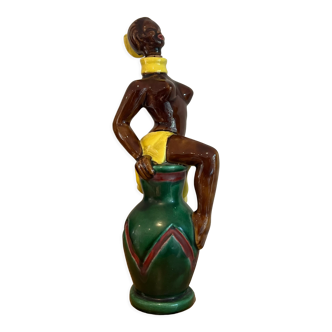 Decorative bottle 1950 in vallauris ceramic