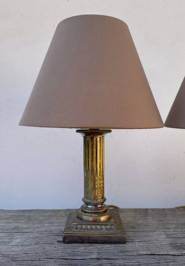 Pair of bedside lamps signed Cailar Bayarden, silver-plated metal, Louis XVI style.