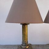Pair of bedside lamps signed Cailar Bayarden, silver-plated metal, Louis XVI style.