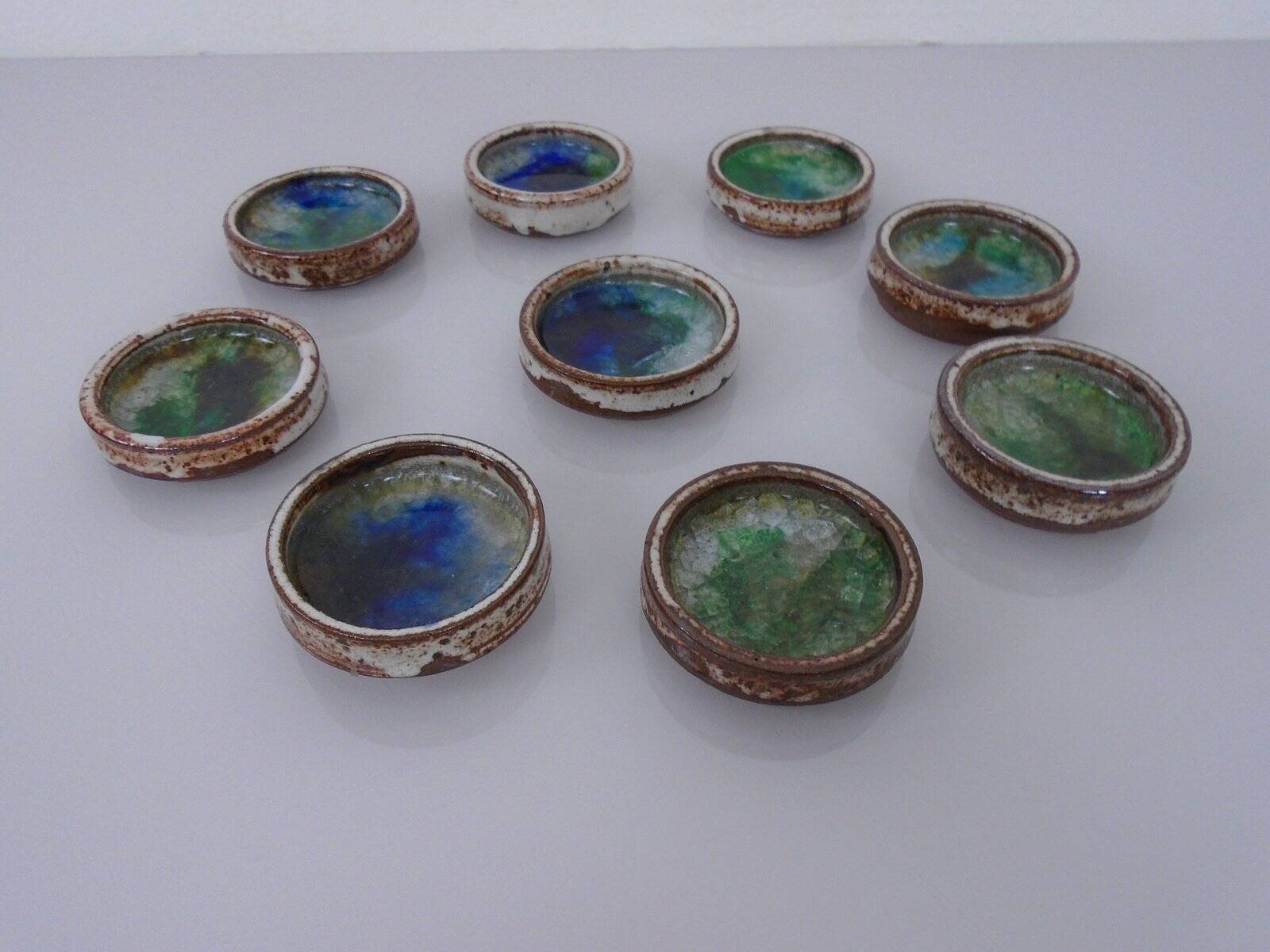 Danish Studio Ceramic Bowls by Jim & Henny Waldorff for Svaneke, 1960s, Set of 9