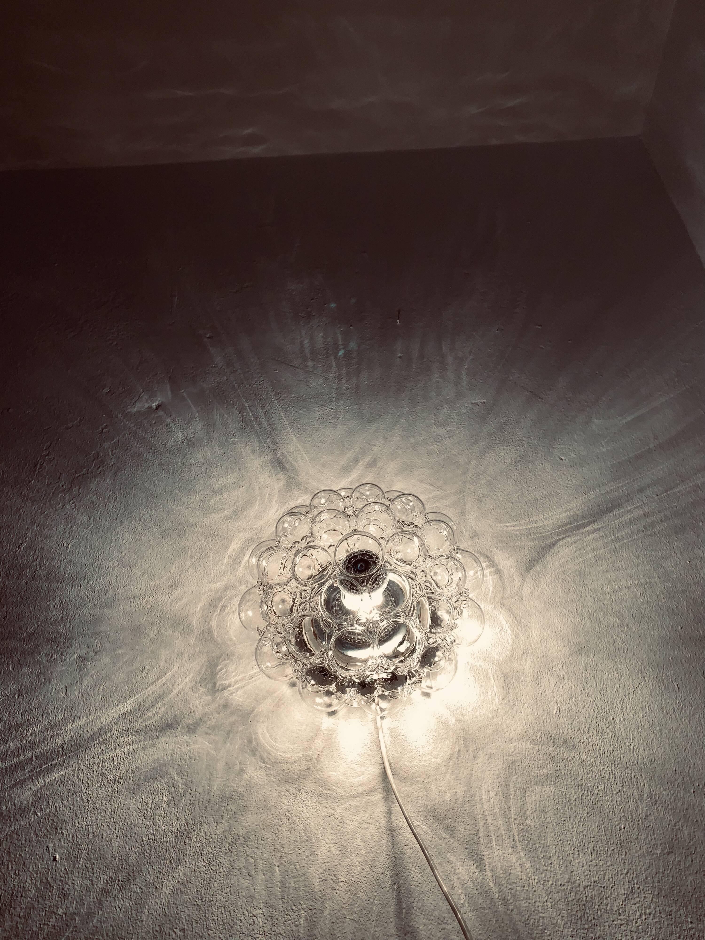 Bubble glass wall lamp or flush light by Helena Tynell for Glashütte Limburg