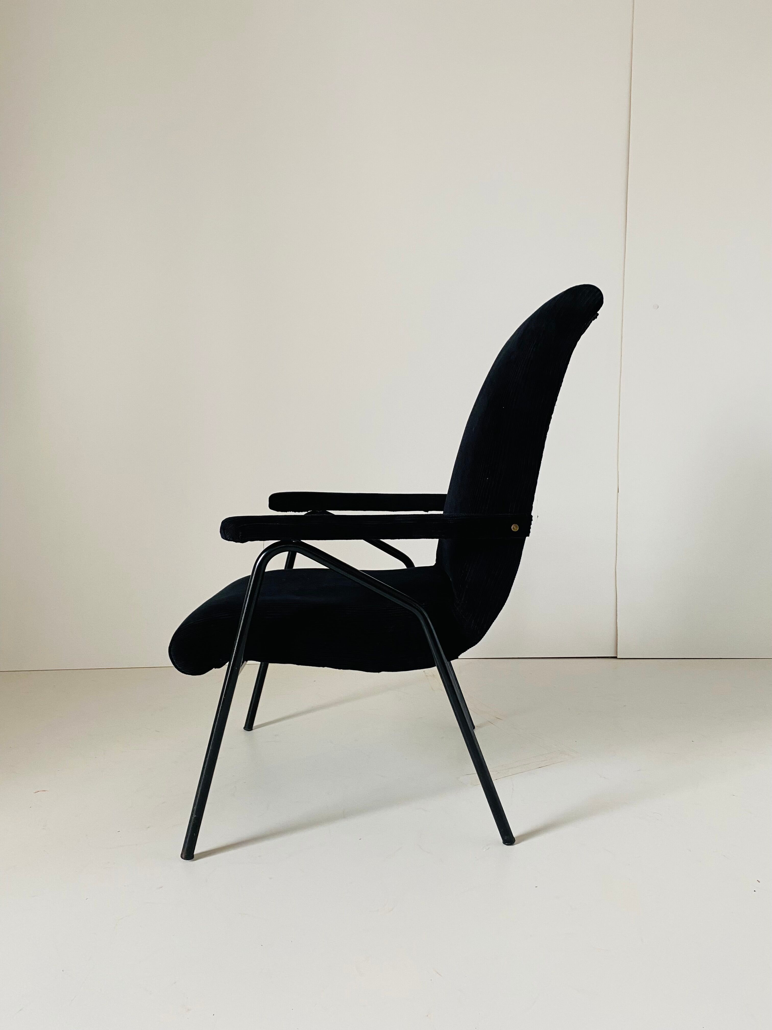 1960s vintage black velvet armchair