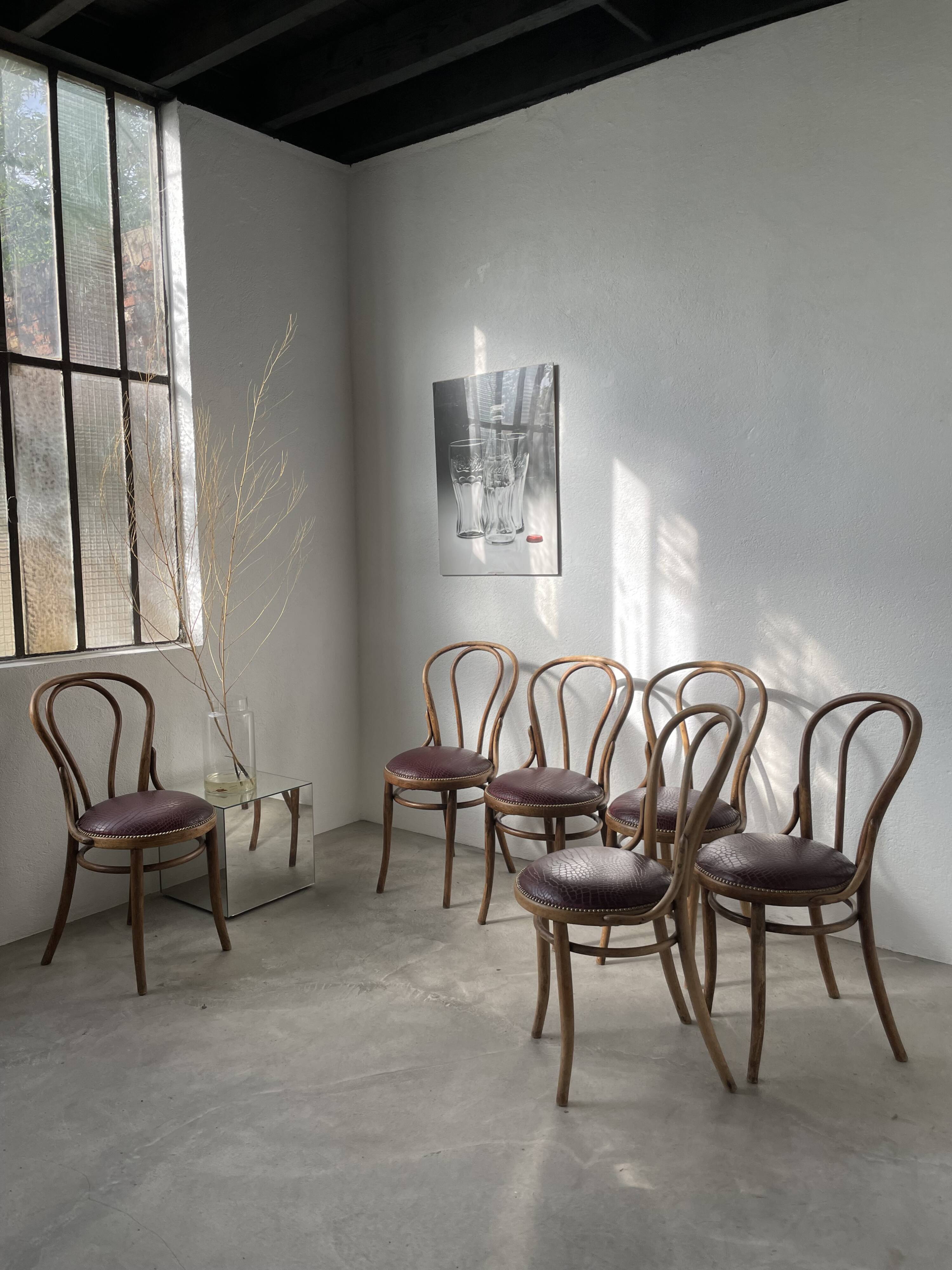 Lot of 6 Josef Kohn curved wood bistro chairs