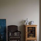 Hand-carved oak and velvet armchair, Danish furniture maker, Art Nouveau, 1939