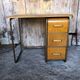Office style stella metal & wood 3 drawers 70s vintage #a144