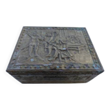 Antique repoussé brass box