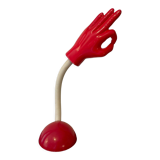 Articulated desk lamp in the shape of a vintage red and white hand