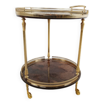 Desserte de bar en peau de chèvre et parchemin années 1960