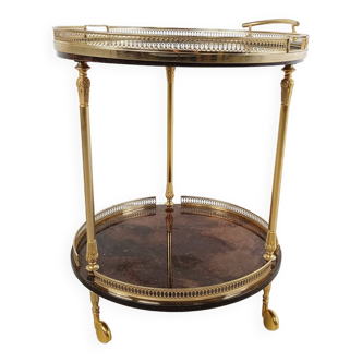 Italian goatskin and parchment serving bar cart