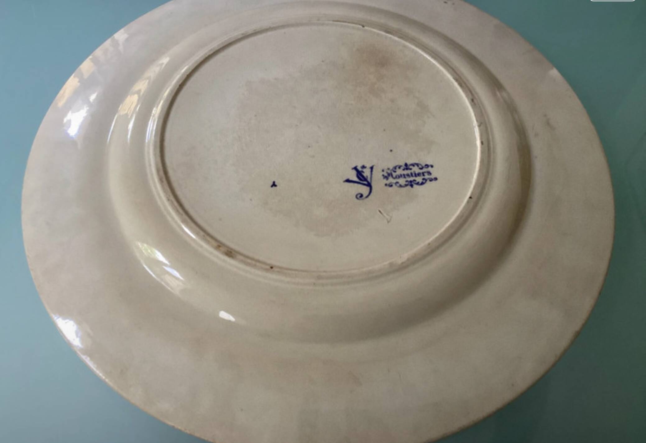 Antique Moustiers earthenware dish