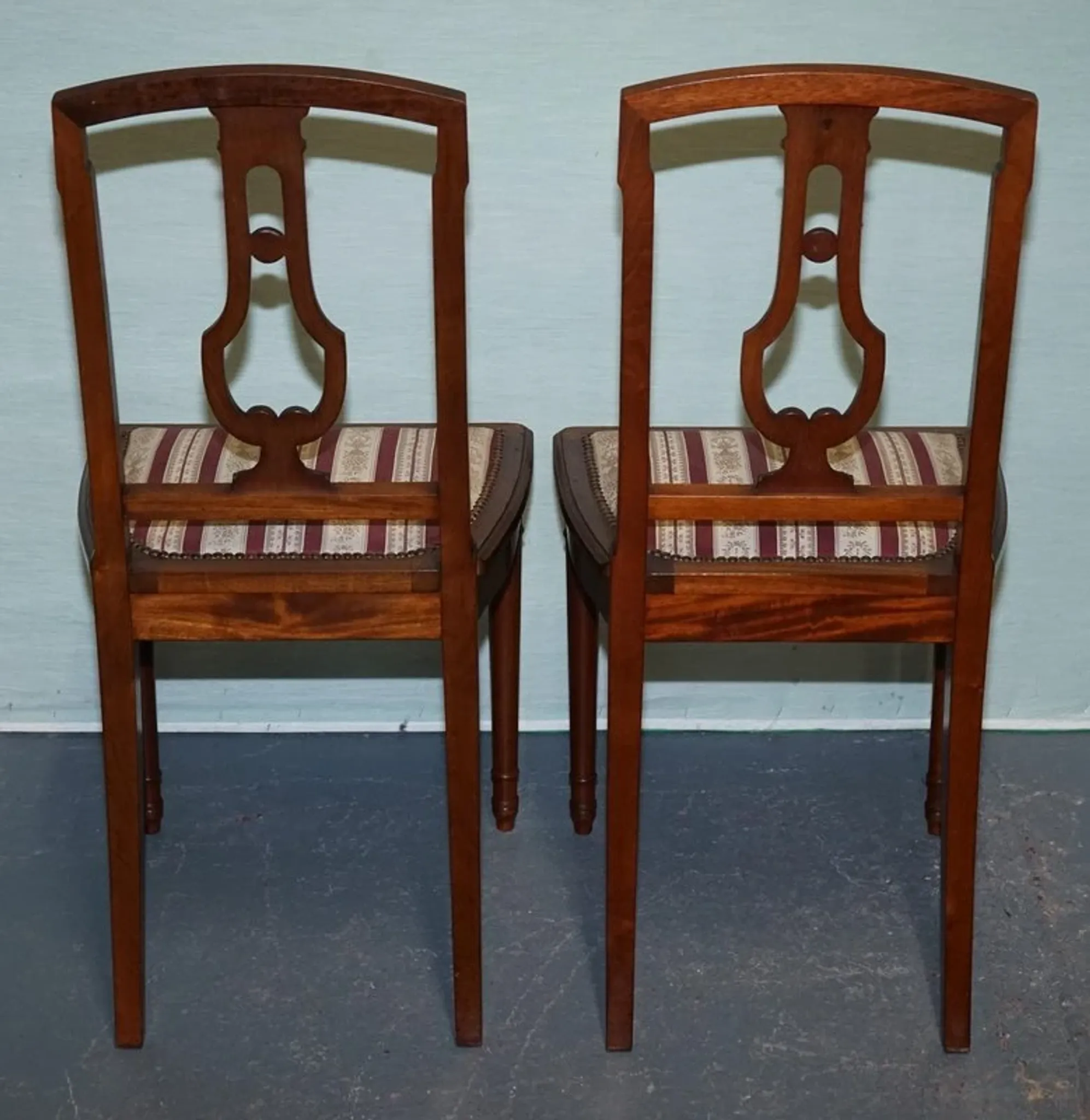 Set of Vintage Wooden Dining Chairs with Carved Details