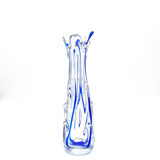 Monumental Murano Vase - Cobalt Blue & Crystal - Organic Design 70s