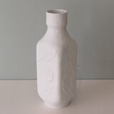 White biscuit vase with floral motif in relief, Hutschenreuther, Germany 1970