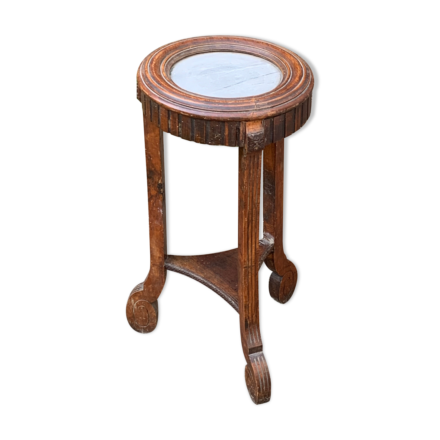 Saddle door plant in chiseled wood and marble art deco
