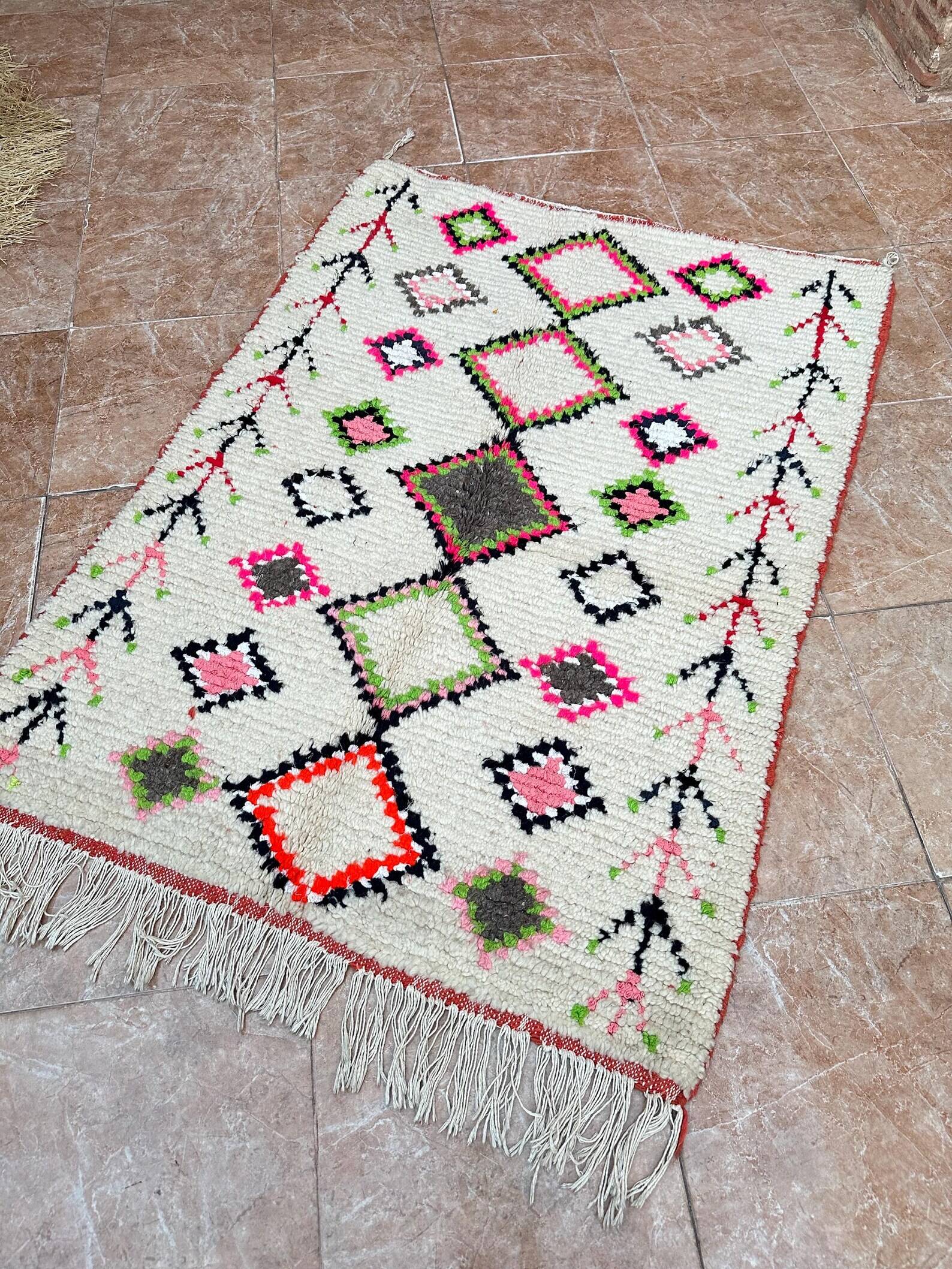Moroccan Berber Rug Costum - Moroccan Wool Rug - New Azilal Rug - Beni Ouarain Style