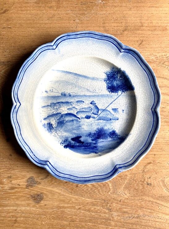 Assiette bleue "pêcheur"
