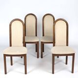4 wooden and fabric chairs, 80s