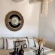 Miroir noir en raphia & plume