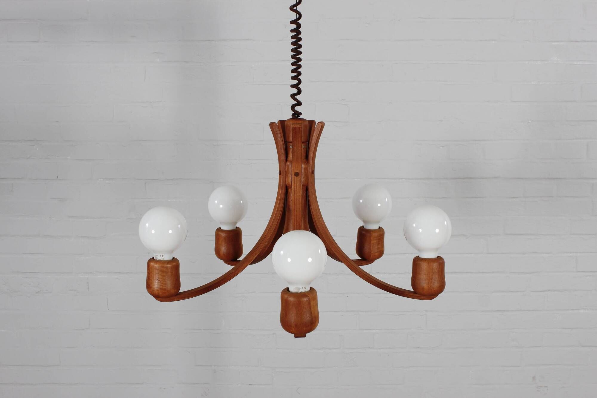 Vintage teak Candela pendant lamp Domus Danish design