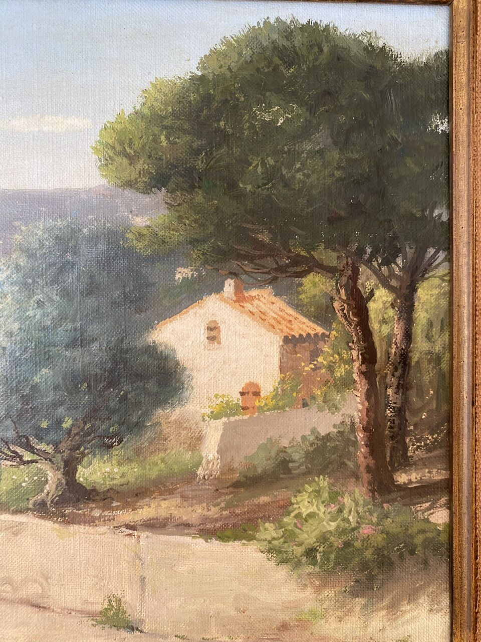 Tableau ancien, paysage provençal, signé, XXe siècle