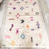 Berber carpet Azilal off-white with multicolored patterns in pure wool