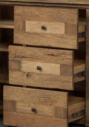 Chest of drawers made from solid 19th-century oak, handcrafted from reclaim