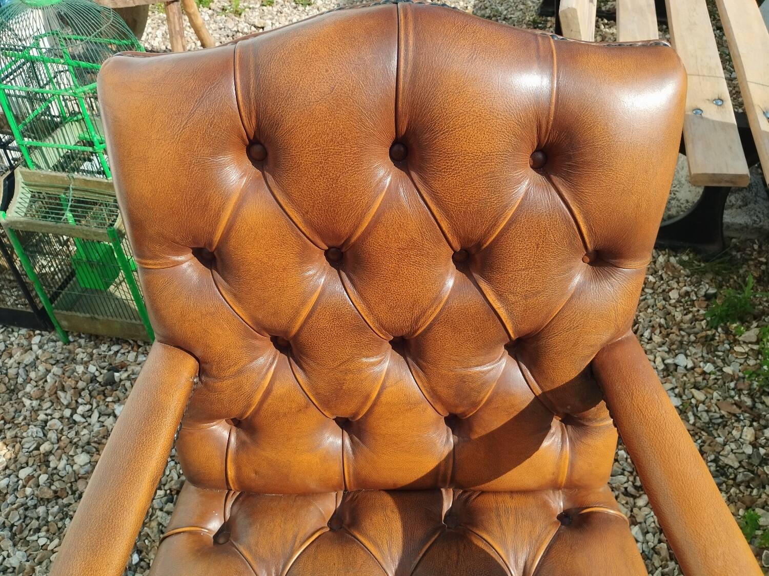 Chesterfield desk chair in antique leather