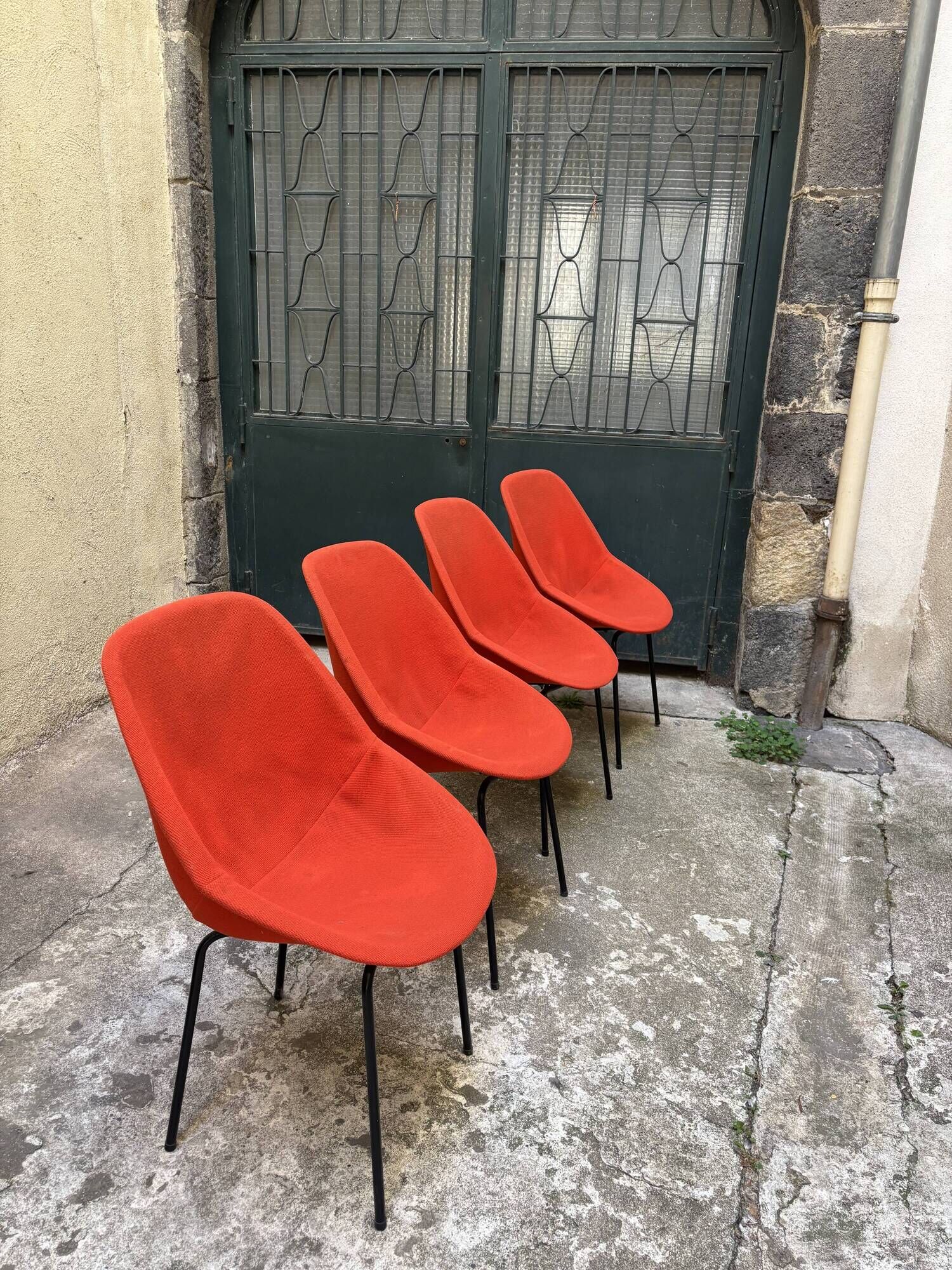 Set of 4 Geniève chairs by Dangles and Christian Defrance 1950