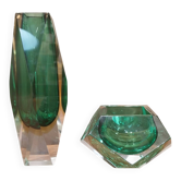 A duo of a vase and ashtray submerged from Murano.
