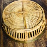 Large rattan and brass basket by Gabriella Crespi. Italy. 1970