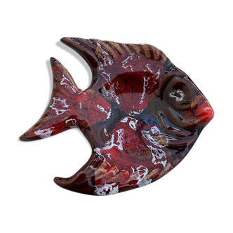 Dish fish shape glazed ceramic vintage slurry