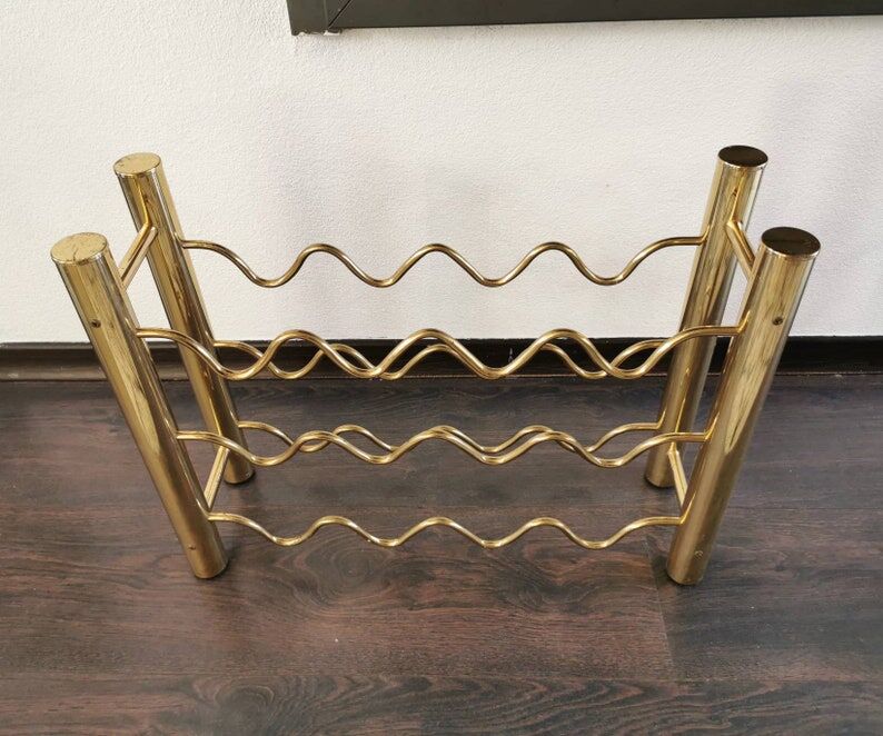 Vintage brass wine rack, 1970