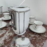Coffee set, tea 1925, art deco, union céramique, uc, limoges, 8 cups, 8 subcups, teapot
