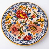 Large decorative plate Gien – French earthenware – multicoloured flowers – Ø 30