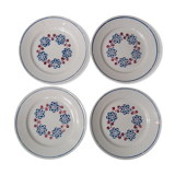4 flat plates faience Badonviller trifle