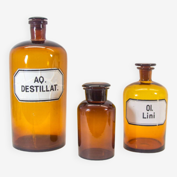 Vintage apothecary bottles | set of 3 | XL bottles | vintage 30's