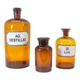Bouteilles d'apothicaire vintage | ensemble de 3 | Bouteilles XL | millésime des années 30