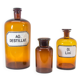 Vintage apothecary bottles | set of 3 | XL bottles | vintage 30's