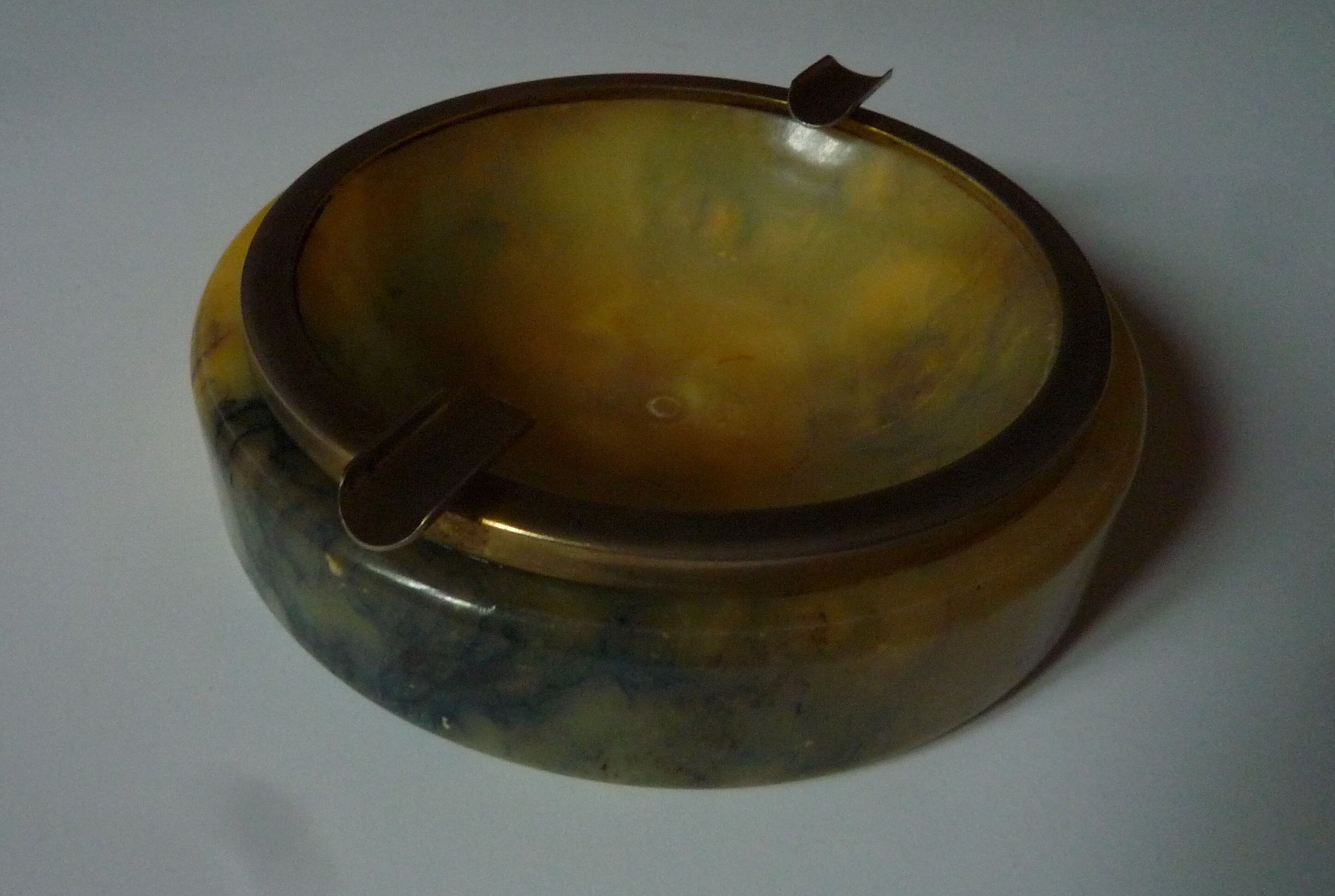 Alabaster and brass ashtray, Genuine Alabaster, vintage Italian circa 1960
