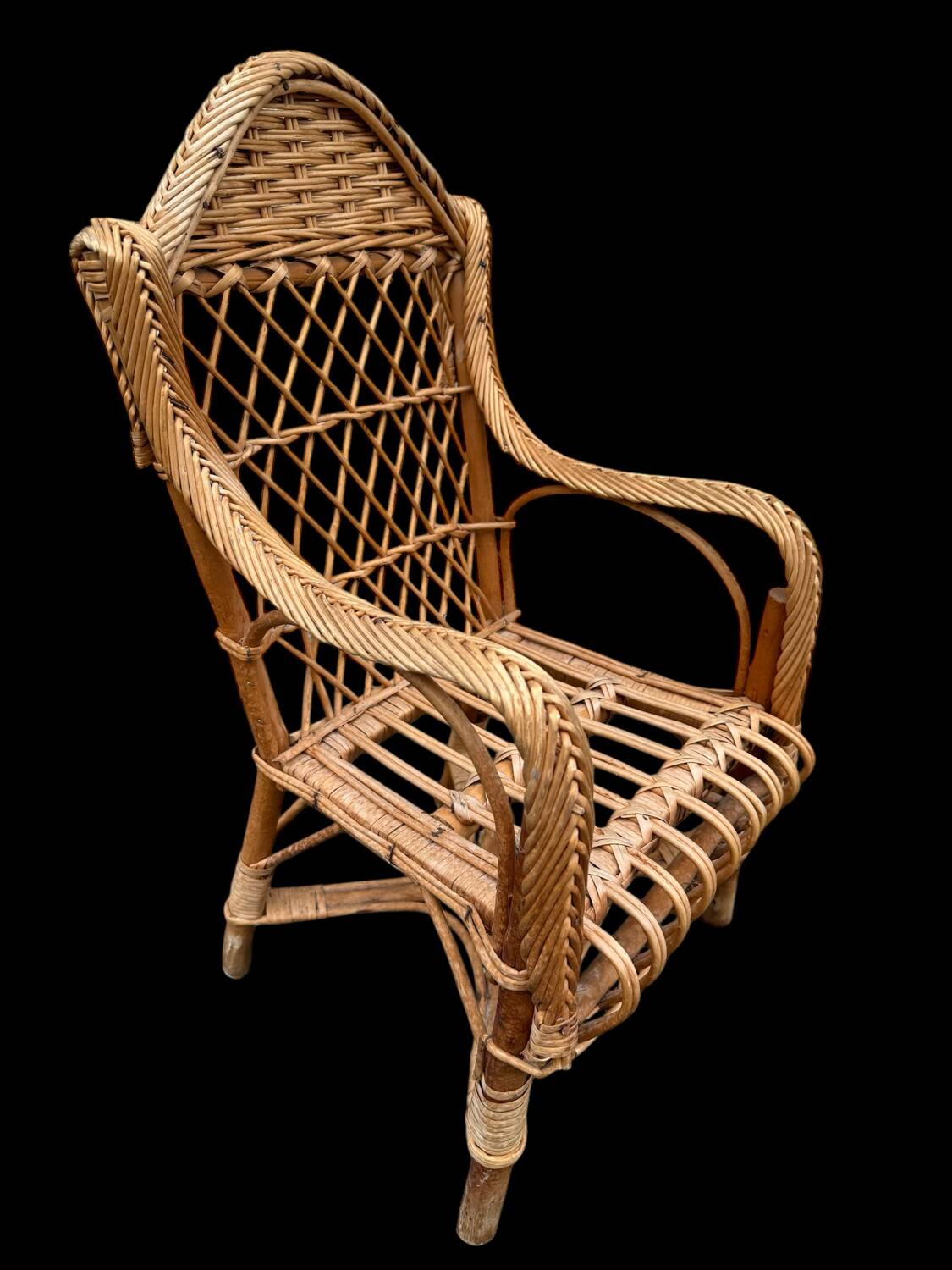 1950s Rattan Child's Armchair