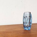 Blue glass vase model 914 mid-century by Rudolf Schröter for Rosice, 1950s