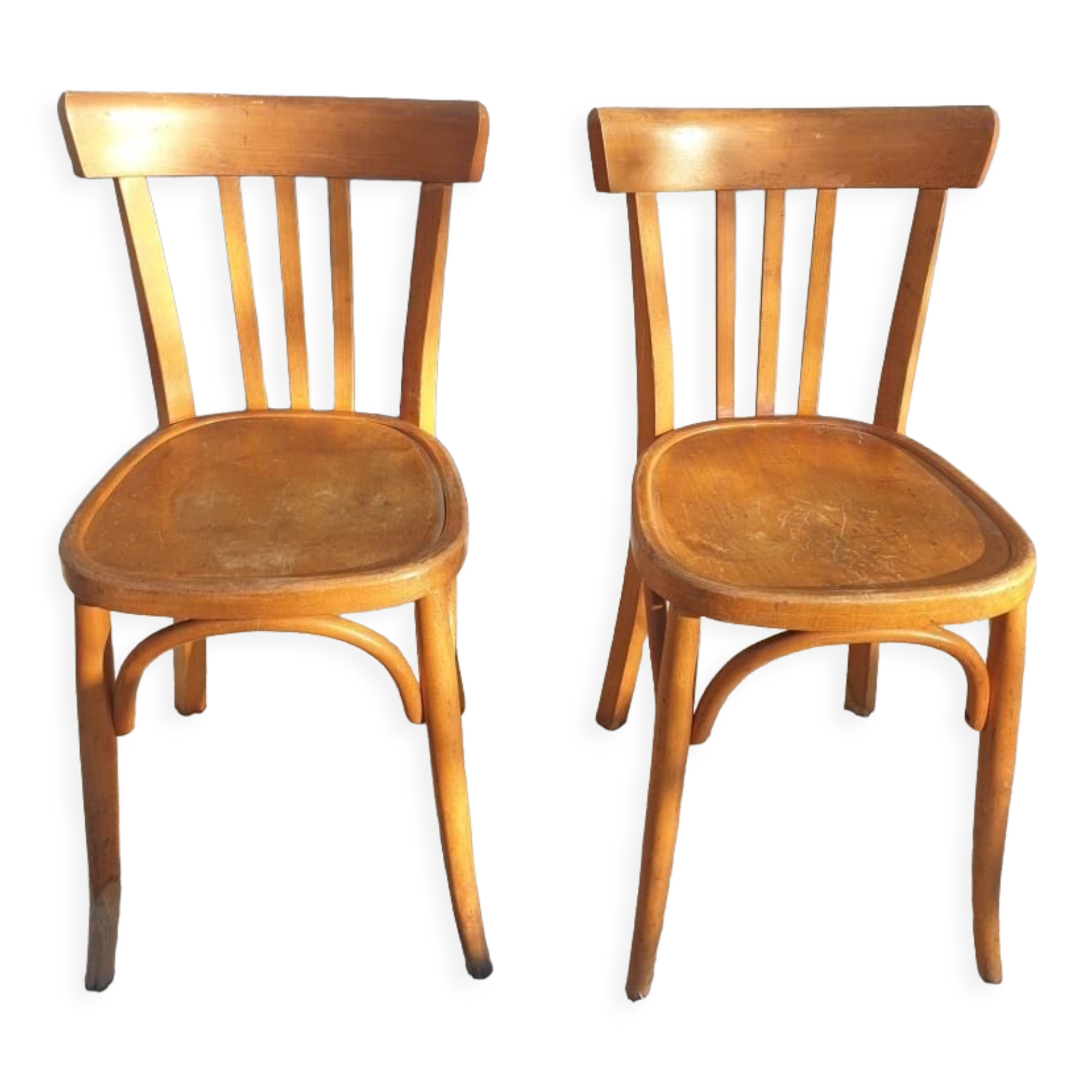 Paire chaises bistrot 1950 Mahieu Made in France