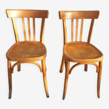 Paire chaises bistrot 1950 Mahieu Made in France