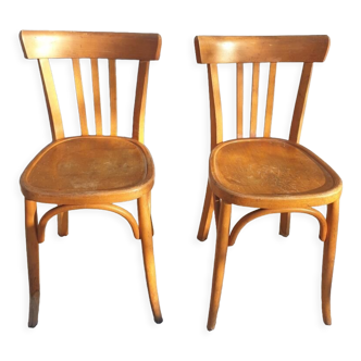 Pair bistro chairs 1950 Mahieu Made in France