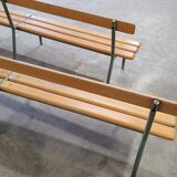 Paire de bancs d'école maternelle enfant fabrication 1950