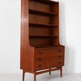 Danish teak 1950s bookcase with drawers