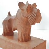 Vintage wooden dog bookends, 1950s-60s.
