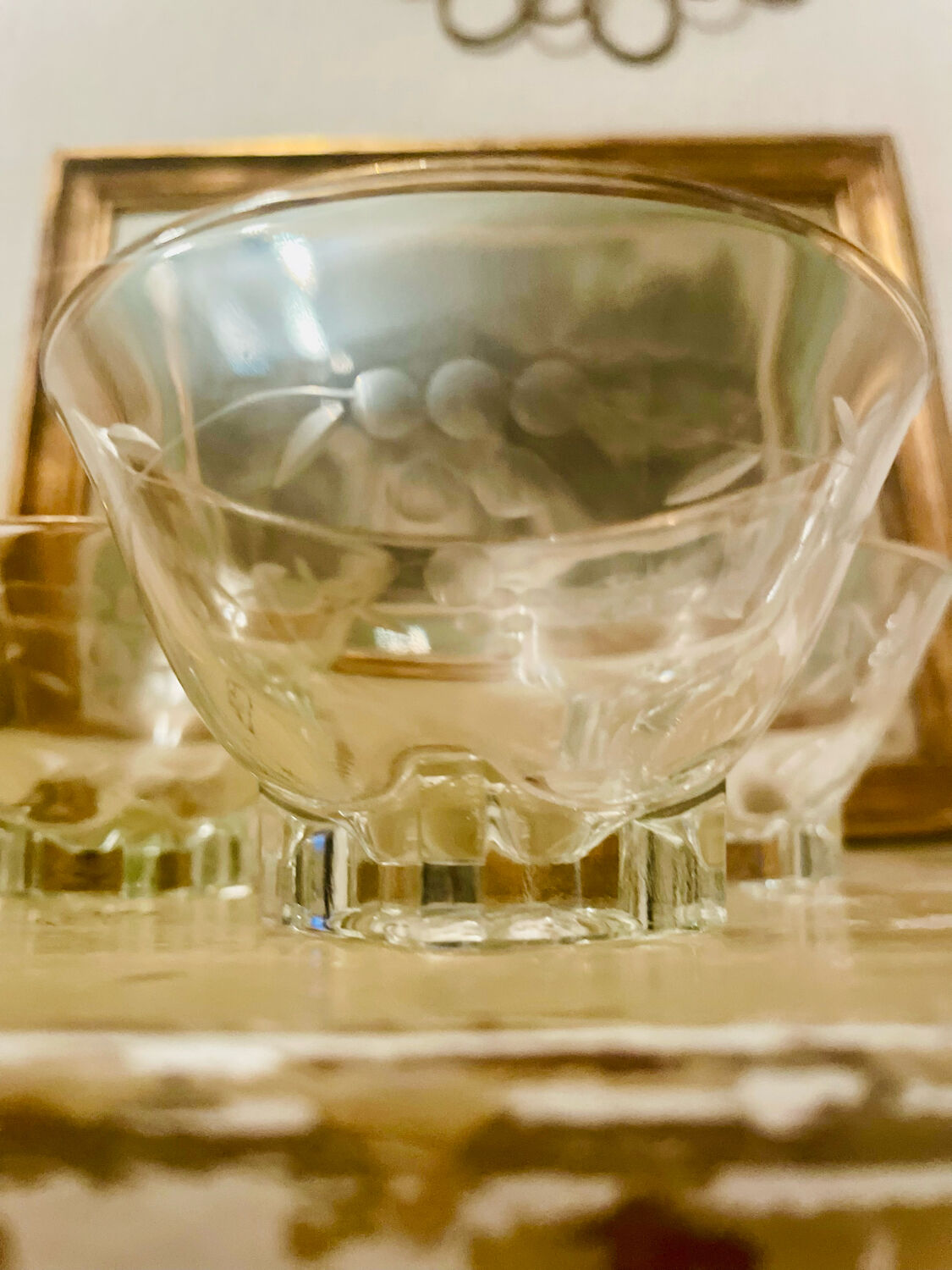 Set of 3 old champagne or cocktail glasses