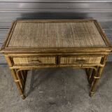 Side table in bamboo and wicker