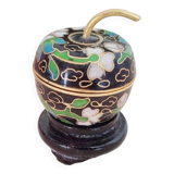 Pill box, small vintage cloisonné pill box in apple